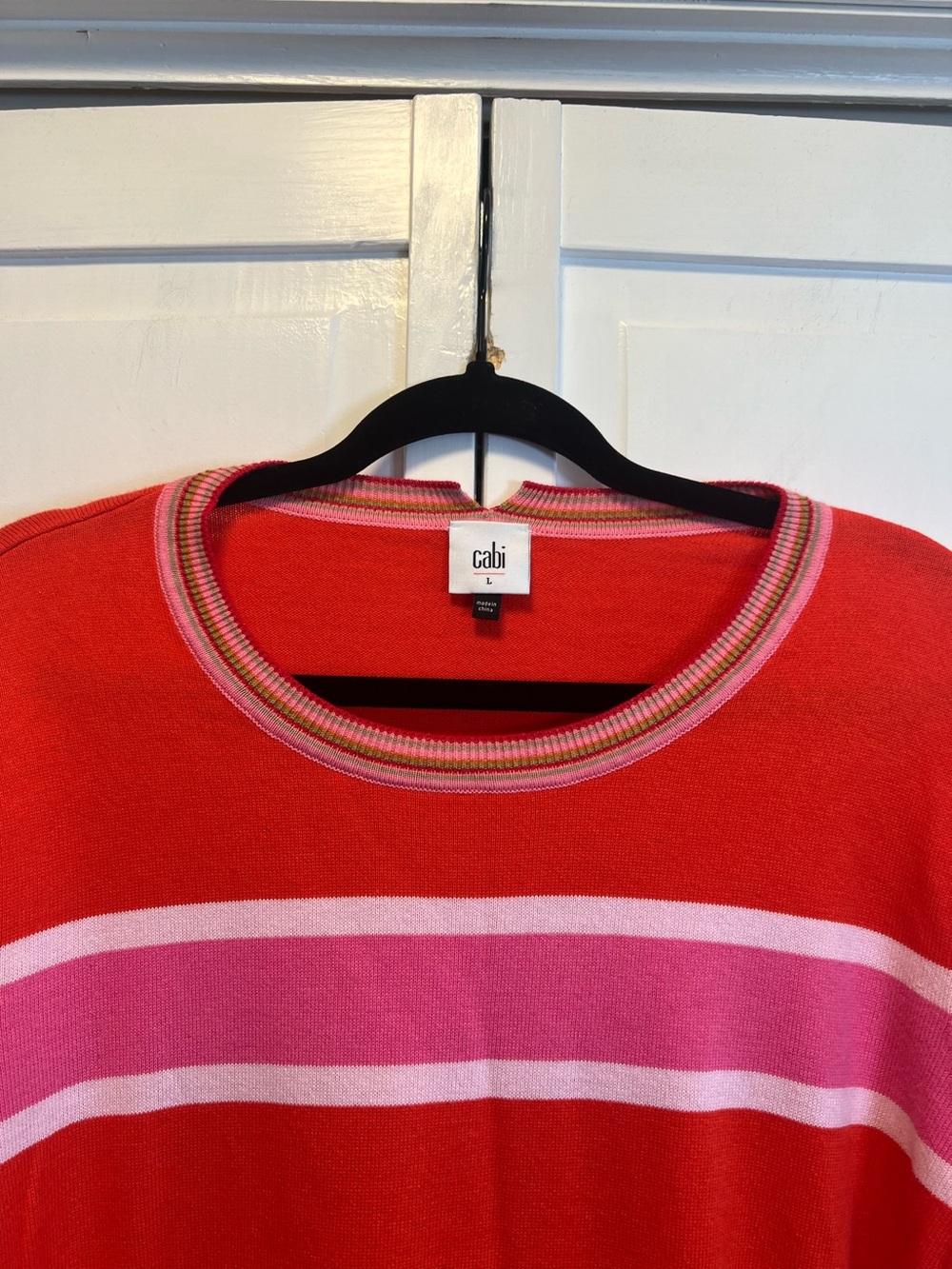 CAbi Women’s Cadet Red And Pink Striped Pullover Size Large - Picture 4 of 10